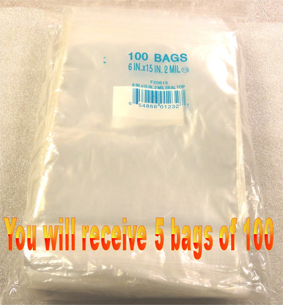 6"X15" 2 Mil Poly Clear Reclosable Ziploc Bags - E&E Trading