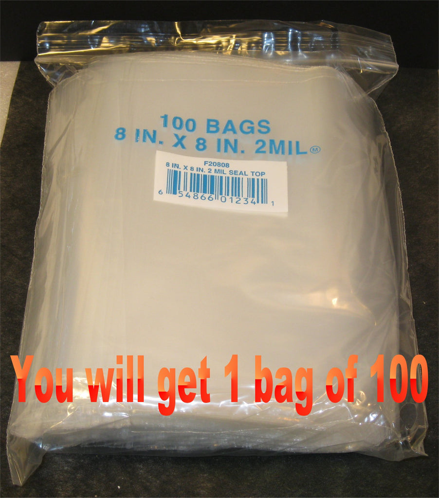 8"X8" 2 Mil Poly Clear Reclosable Ziploc Bags - E&E Trading