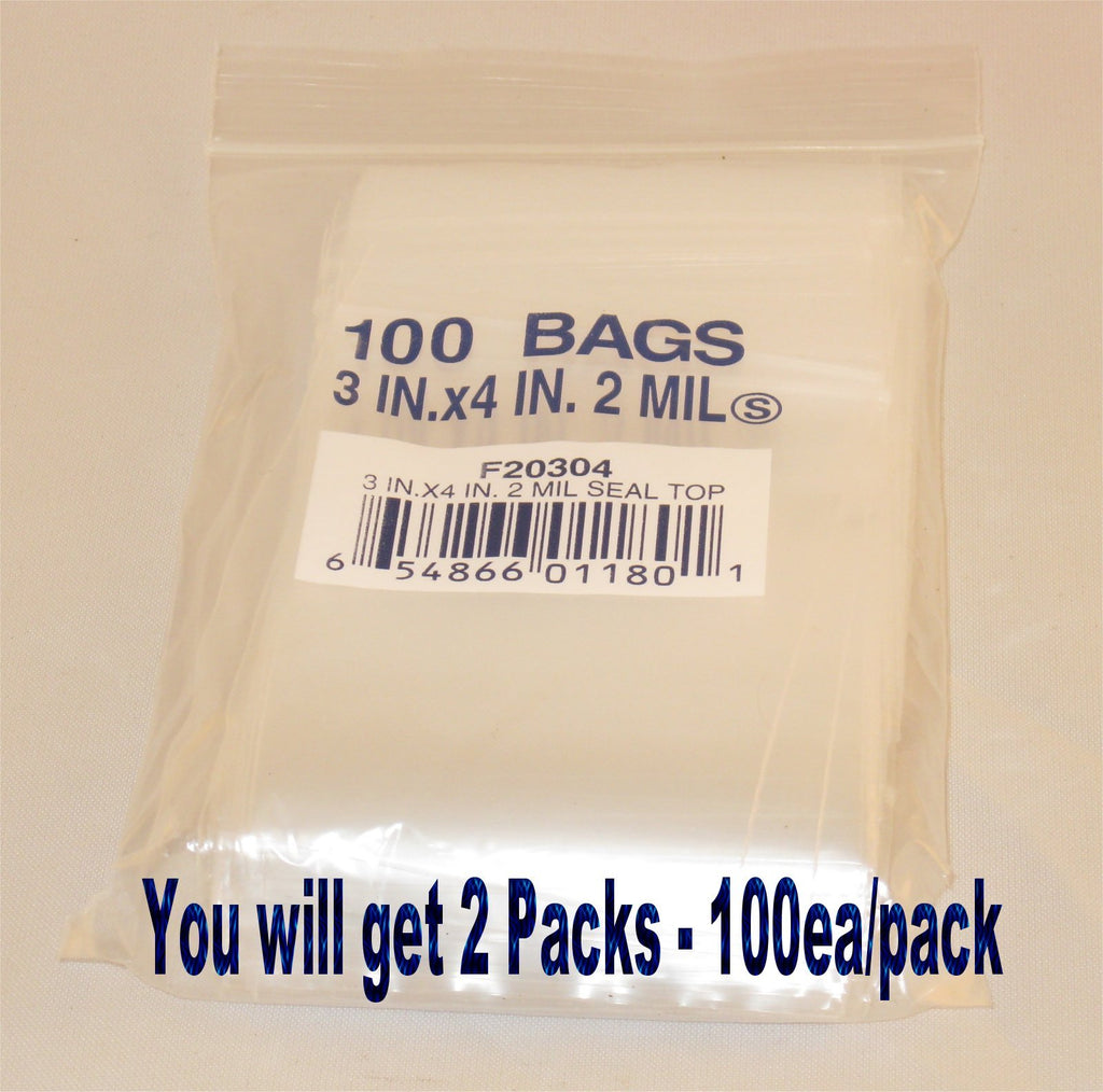 3"X4" 2 Mil Poly Clear Reclosable Ziploc Bags - E&E Trading